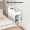 Levede Bedside Table Cabinet Narrow Slim Side Cabinet White Drawer Open Shelf