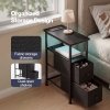 Levede Bedside Table Narrow Side Table with LED Charging Station Storage Black
