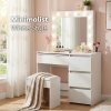 Levede Vanity Makeup Dressing Table White with Led Light Mirror Drawer PU Stool