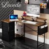 Levede Gaming Desk L Shaped with USB Charging Port Power Outlet Walnut Color