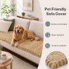 Marlow Corduroy Sofa Cover Pet Friendly Non Slip Washable 70 x 150cm Light Camel