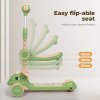 Dekko Foldable Kids Scooter Flip-able Seat Adjustable Height LED Light Green