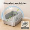 Skylos Stainless Steel Cat Litter Box Semi-Enclosed Easy Cleaning Pet Toilet