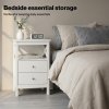 Levede Bedside Table Wood Nightstand Cabinet 2 Storage Drawers Open Shelf White