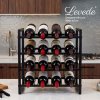 Levede 16 Bottle Wine Rack Countertop Wine Storage Organiser 4 Tier Metal Black