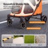 Skylos Dog Pram Stroller Foldable Pet Pushchair with Brake Suspension Orange