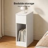 Levede Bedside Table Cabinet Narrow Slim Side Cabinet White Drawer Open Shelf