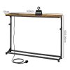 Levede Console Table Slim Height Adjustable with Outlets for Entryway Sofa Black