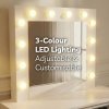 Levede Vanity Makeup Dressing Table White with Led Light Mirror Drawer PU Stool