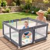 Dekko Baby Playpen 150x180cm Play Mat with 50 Ocean Balls 65cm Safe Height Grey