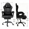 Levede Office Desk Chair PU Gaming Recliner Adjustable Height Swivel Black