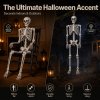 Yezi Halloween Skeleton Life Size 169cm Posable Jointed ABS Spooky Patio White