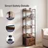 Levede Bookcase Drawer 5 Tier Slim Book Shelf Storage Unit Living Room Brown