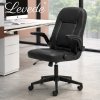 Ergonomic Office Computer Chair PU Leather Swivel Recliner with Flip-Up Armrests