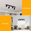 EMITTO Led Ceiling Spot Light GU10 4-Way Fully Adjustable Steel Modern Black