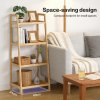 Levede Shelf 4 Tier Space Saving Bamboo Display Cabinet For Living Room Bamboo