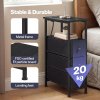 Levede Slim Bedside Table with Charging Station 3 Drawers for Bedroom Black