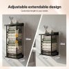 Levede Towel Rack Adjustable No Drilling Towel Holder Storage Wall Mounted Black