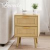 Levede Bedside Table Rattan 2 Pack Drawers Nightstand End Table Bedroom Bamboo
