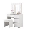 Levede Vanity Makeup Dressing Table White with Led Light Mirror Drawer PU Stool