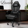 Levede Office Desk Chair PU Gaming Recliner Adjustable Height Swivel Black