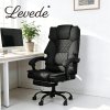 Levede Office Chair with Footrest Linen Fabric High Back Swivel 135?? Reclining