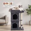 Skylos Cat Tree with Scratching Sisal Post Large Top Perch 2 Condos Dark Grey