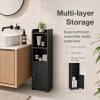 Levede Bathroom Cabinet Slim Corner Storage Adjustable Shelves PB MDF Black