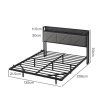 Levede Floating Bed Frame Double LED Lights Upholstered USB Storage Headboard