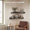 Levede Floating Shelves Set of 2 L-Shaped Corner Shelves Wall Mounted Black