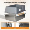 Skylos Stainless Steel Cat Litter Box High Sided Litter Tray with Scoop Pedal