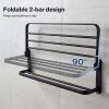 Levede Towel Holder with 2 Bars Wall Mounted No Drill Bathroom Shelf Black
