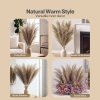 Santaco Pampas Grass Artificial 3Pcs 116cm Handcrafted Faux Silk Vase Brown