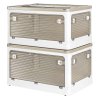 Levede 2X Folding Storage Container Large with Lid Stackable on Wheel Plastic