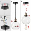 Emitto 2PCS Ceiling Pendant Light Industrial Glass LampShade Adjustable Cable