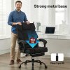 Levede Office Chair with Footrest Linen Fabric High Back Swivel 135?? Reclining