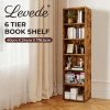 Levede Slim Bookcase Tall Bookshelf 6 Tier Adjustable Shelf Living Room Walnut