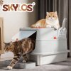 Skylos Stainless Steel Cats Litter Box Hooded High Enclosed Large Kitty Toilet