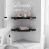 Levede 2 Pack Floating Corner Shelves Cable Cut-Out Wall Mounted Storage Black