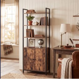 Levede Bookshelf 6 Tier Adjustable Display Shelf90kg Living Room Walnut Colour