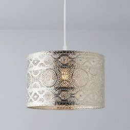 Emitto Ceiling Light Shade Moroccan Style Silver Chrome Pendant Shade Lamp Decor