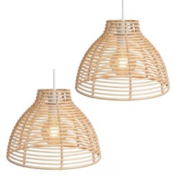 Emitto Ceiling Light Shade Wicker Basket Style Plastic Lampshade Pendant 2PCS