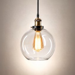 Emitto Ceiling Pendant Light Retro Industrial Glass LampShade Adjustable Cable