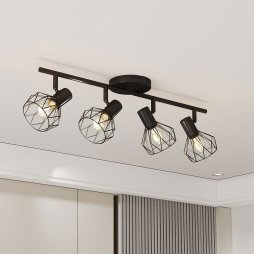 EMITTO LED Spot Ceiling Light 4-Way Adjustable Vintage Black Metal E14 Fixture