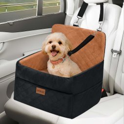 Skylos Dog Booster Car Seat Portable Travel Carrier Bed Basket Pet Puppy Brown