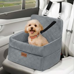 Skylos Dog Booster Car Seat Portable Travel Carrier Bed Basket Pet Puppy Grey