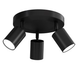 EMITTO 3-Way Spotlight Ceiling Light Adjustable GU10 Modern Black Round Base