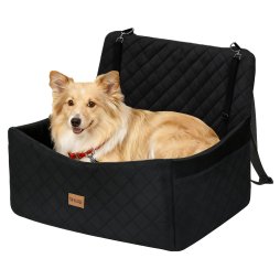 Skylos Dog Booster Car Seat Travel Carrier Bed Basket for Pet up to 55lbs Black