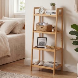 Levede Shelf 4 Tier Space Saving Bamboo Display Cabinet For Living Room Bamboo