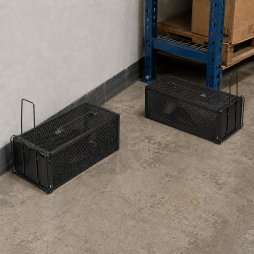 TOQUE Humane Mouse Traps Live Catch Rodent Trap Auto Lock For outdoor Black 2pc